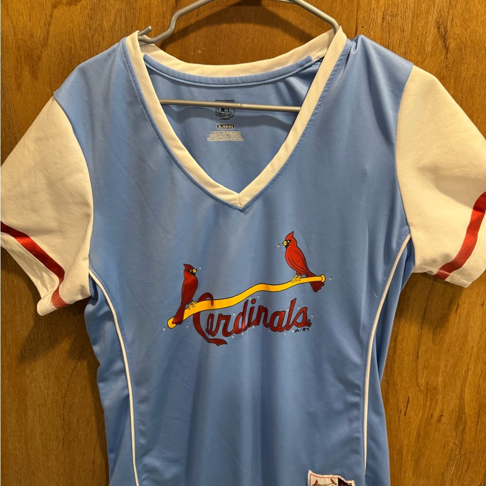 Cooperstown collection Blue Cardinals V-Neck Sports Jersey